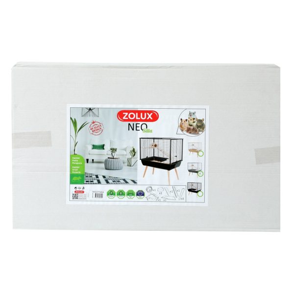 Cage Neo Silta, barreaux étroits (9 mm), grise avec grillage blanc, 78 x 48 x 58 cm Discount