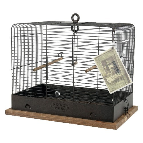 Cage Retro « Celestine » pour oiseaux, rectangulaire, métal rustique, 34 x 27 x 44 cm Online Hot Sale