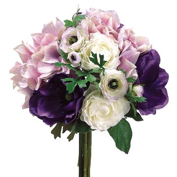 11” Silk Hydrangea Ranunculus Anemone Bouquet ( FBQ063-PU LV ) Fashion