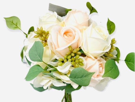 17  Faux Rose Hydrangea Bouquet ( 192039-Champagne White ) For Discount