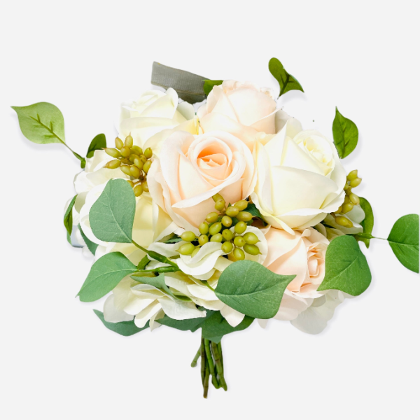 17  Faux Rose Hydrangea Bouquet ( 192039-Champagne White ) For Discount