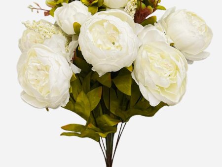 20   Faux Victorian Peony Bush  ( INT0068-Cream ) on Sale