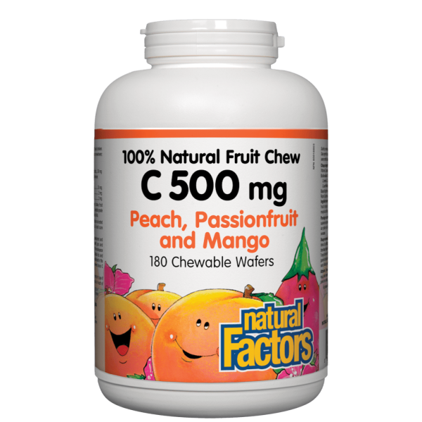 Vitamin C 500 mg 100% Natural Fruit Chew, Peach, Passionfruit and Mango Chewable Wafers Supply