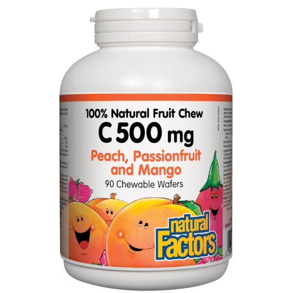 Vitamin C 500 mg 100% Natural Fruit Chew, Peach, Passionfruit and Mango Chewable Wafers Supply