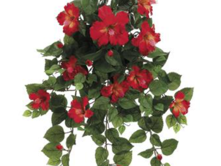 26  Silk Hibiscus Hanging Bush ( FBH216-Red TO ) Discount