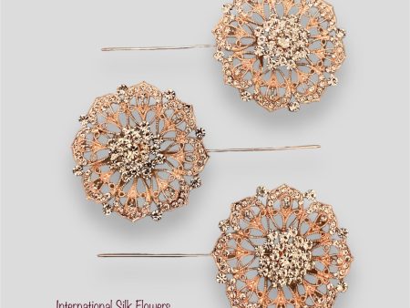 2.5   Rhinestone Floral Pin ( 4892-Rose Gold  ) For Cheap