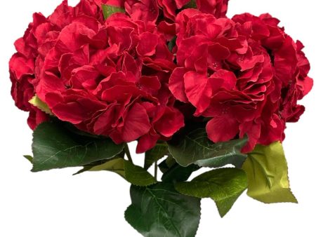 18  Silk Pongee Hydrangea Bush ( INT001-Red ) Fashion