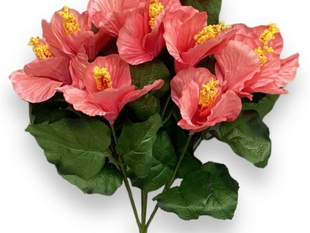 19   Artificial Hibiscus Bush ( FBH168-Pink ) For Sale