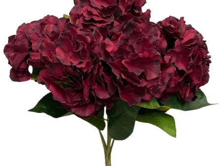 18  Silk Pongee Hydrangea Bush ( INT001-Burgundy ) Fashion