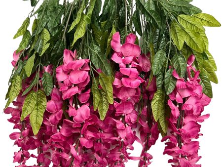 35” Faux Wisteria Hanging Bush ( INT587- Fushia ) Online Hot Sale