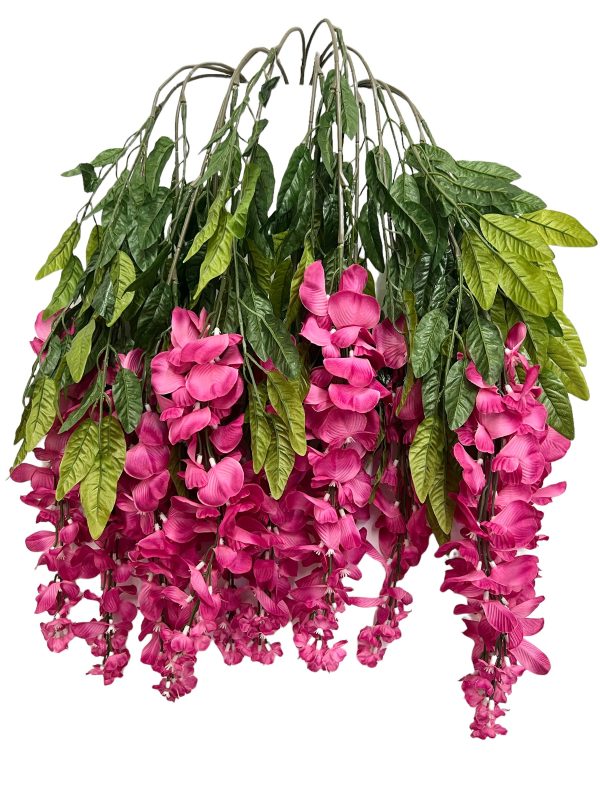 35” Faux Wisteria Hanging Bush ( INT587- Fushia ) Online Hot Sale