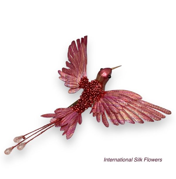 3.5  Beaded Metallic Hummingbird ( BXC307-Fuchsia ) Fashion