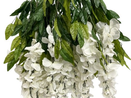 35” Faux Wisteria Hanging Bush ( INT587-Cream ) For Cheap