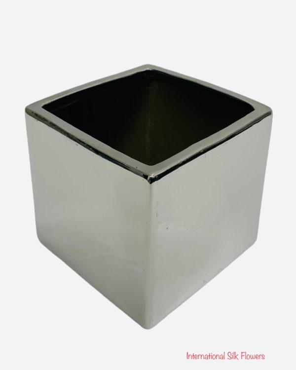 5   SQUARE CUBE VASE  ( CSQ5505-Silver ) Cheap