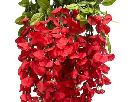 35” Faux Wisteria Hanging Bush ( INT587-Red ) Online