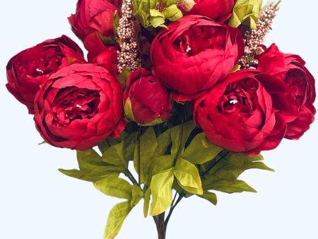 20   Faux Victorian Peony Bush  ( INT0068-Red ) Sale