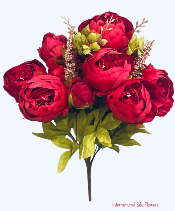 20   Faux Victorian Peony Bush  ( INT0068-Red ) Sale