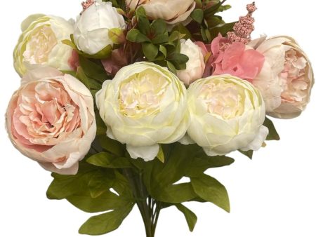 20   Faux Victorian Peony Bush  ( INT0068-Cream Mauve ) For Discount