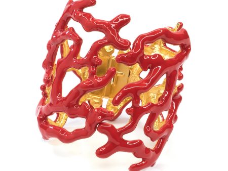 Red Enamel Coral Branch Cuff Sale