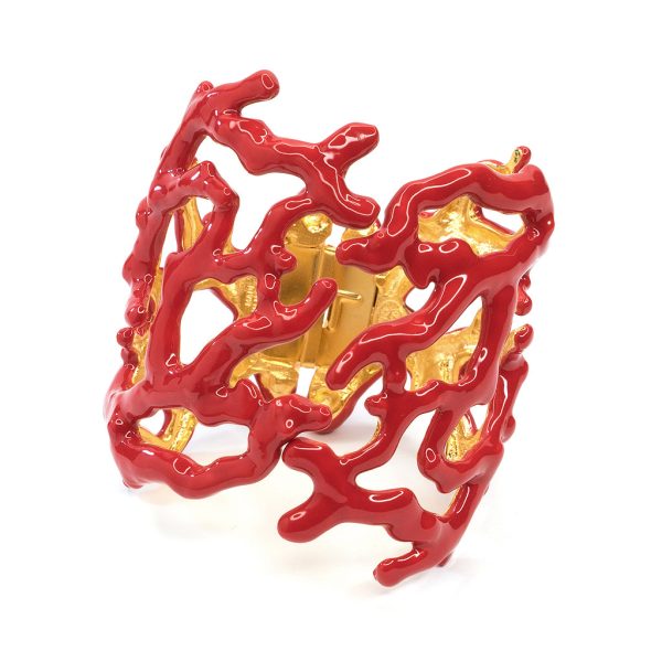 Red Enamel Coral Branch Cuff Sale