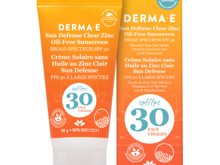 Derma-E  Sun Defense Clear Zinc Mineral Oil Free Sunscreen Face SPF 30 Supply