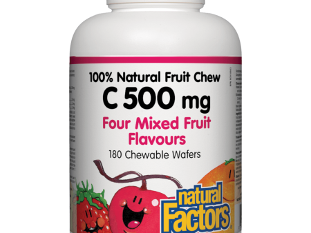 Vitamin C 500 mg 100% Natural Fruit Chew, Four Mixed Fruit Flavours Chewable Wafers on Sale