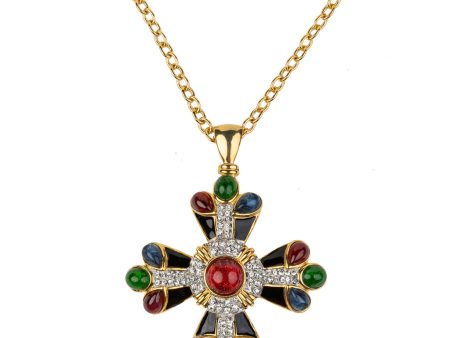 Ruby Center and Multi Cabochon Pendant Necklace Sale