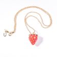 Gold Rope Chain with Red and Crystal Strawberry Necklace Supply