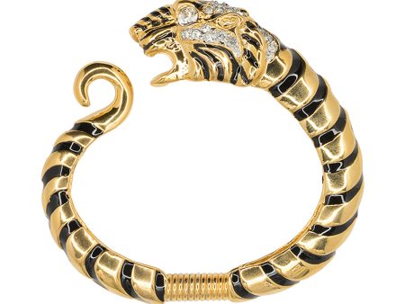 Black & Crystal Tiger Head Bracelet Discount