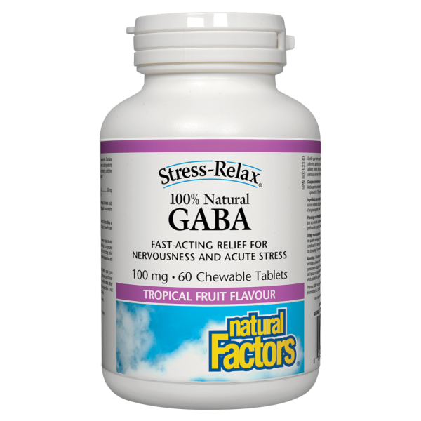 100% Natural GABA 100 mg, Tropical Fruit Flavour, Stress-Relax Supply