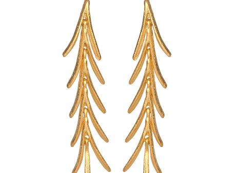 Satin Gold Leaves Drop Fishhook Pierced Earrings Online