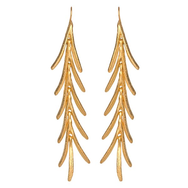 Satin Gold Leaves Drop Fishhook Pierced Earrings Online