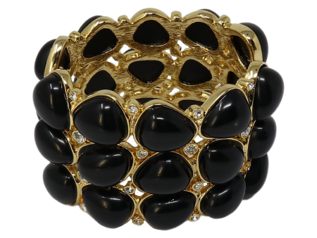 3 Row Gold Black Rounded Bracelet Cheap