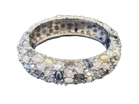 Diamond and Pearl Cluster Thick Bangle For Cheap