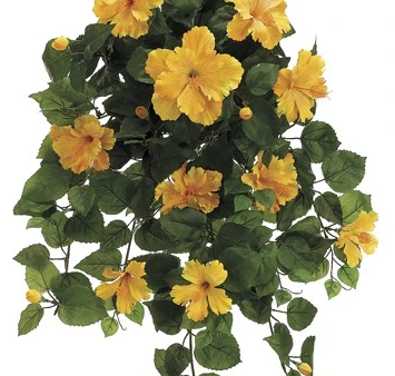 26  Silk Hibiscus Hanging Bush ( FBH216-Yellow ) Fashion