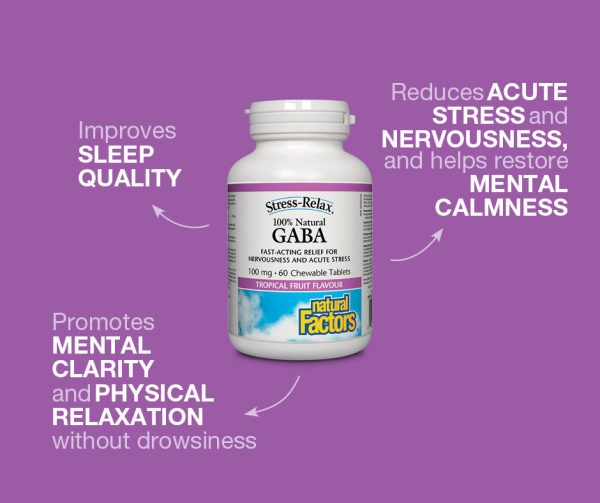 100% Natural GABA 100 mg, Tropical Fruit Flavour, Stress-Relax Supply