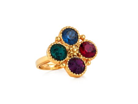 Multi-Dark Stone Gold Ring For Discount