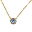 Gold Necklace with Multicolored Gem Pendant Sale