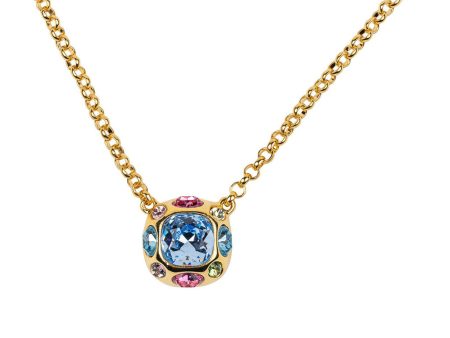 Gold Necklace with Multicolored Gem Pendant Sale