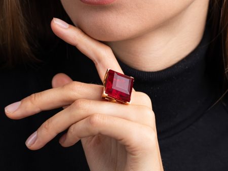 Ruby Square Stone Ring Fashion