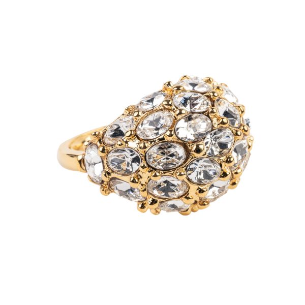 Gold and Crystal Cluster Dome Adjustable Ring Fashion