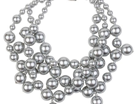 Light Grey Pearl Cluster Necklace Online Hot Sale