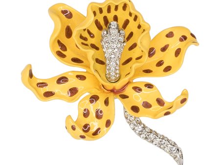 Yellow Orchid Brooch Online now