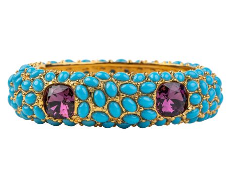 Turquoise & Amethyst Hinged Bracelet Cheap