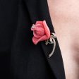 Pink Rose Pin with Rhinestone Stem Pin Online Hot Sale