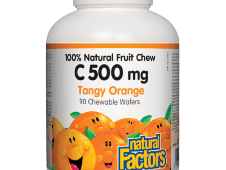 Vitamin C 500 mg 100% Natural Fruit Chew, Tangy Orange Chewable Wafers For Discount