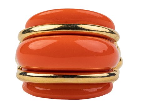 Gold and Coral Double Ribbed Ring Sale