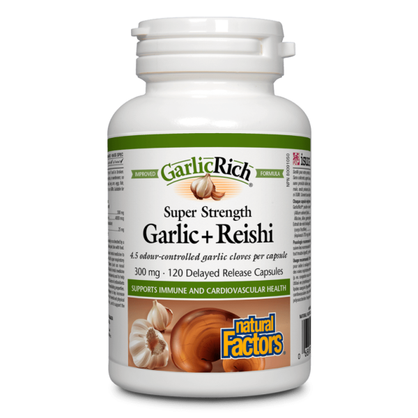 Super Strength Garlic + Reishi 300 mg, Rich Super Strength Concentrates Delayed Release Vegetarian Capsules Online