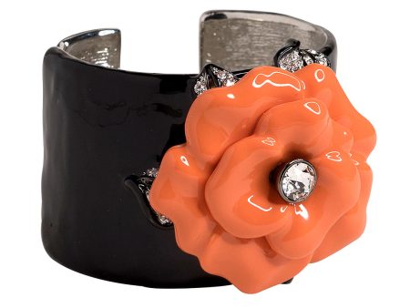 Black Cuff with Coral Flower For Discount