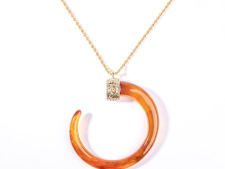 Tortoise C Tusk on Gold Chain Necklace Hot on Sale